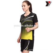 Hot selling custom sublimation badminton polo shirt and short in stock badminton jersey,latest design cheap